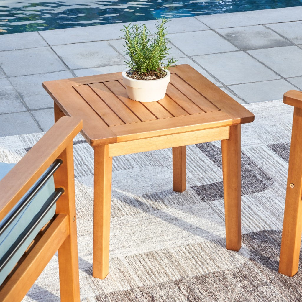 Natural Wood Patio Side Table