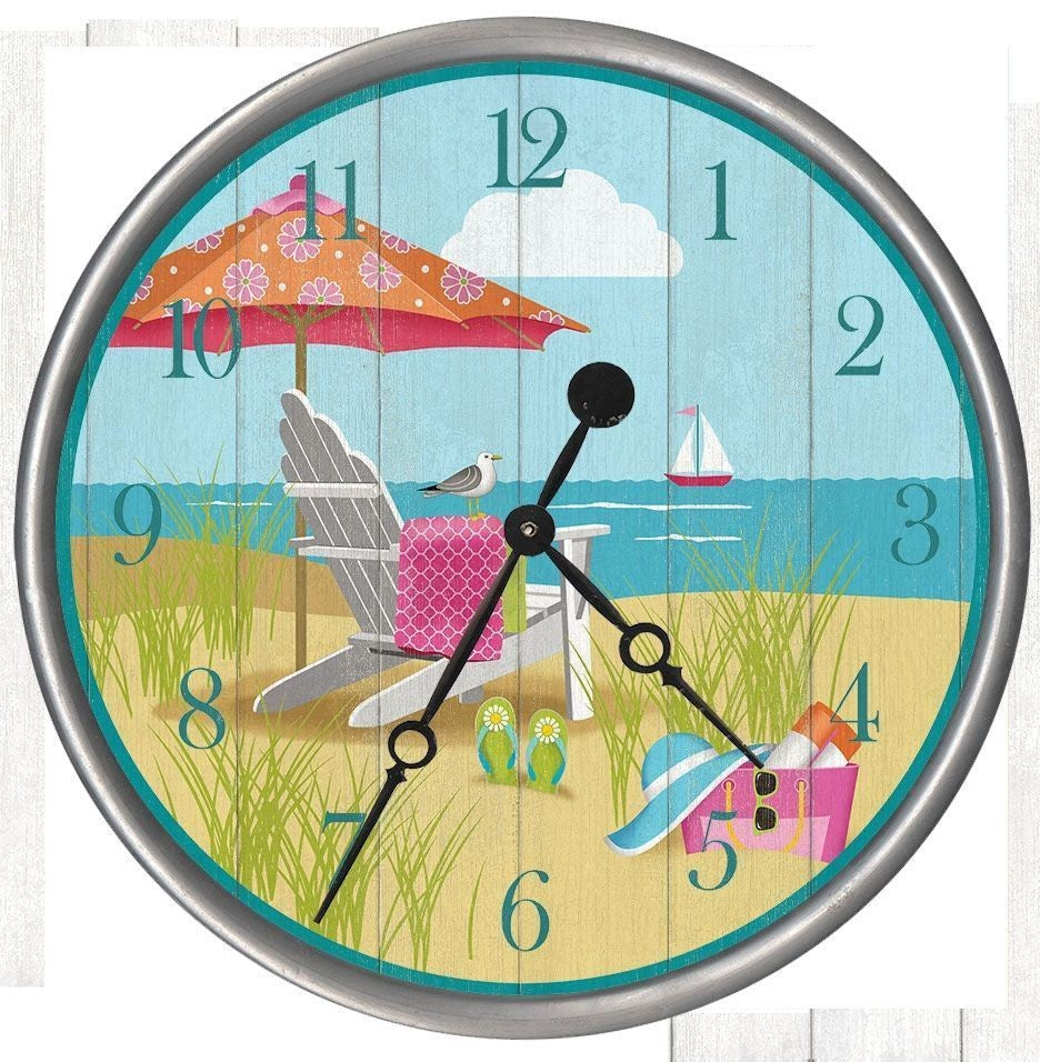 Day at the Beach Wall Clock • Coastal Compass Home Decor