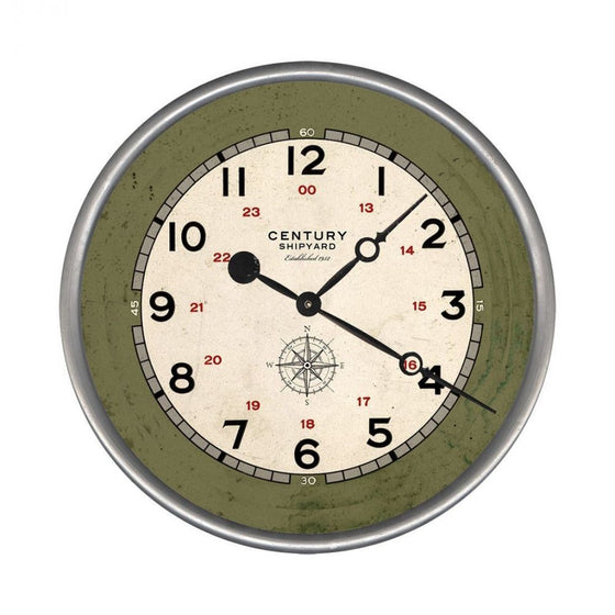 Century Shipyard Compass Wall Clock • Coastal Compass Home Decor