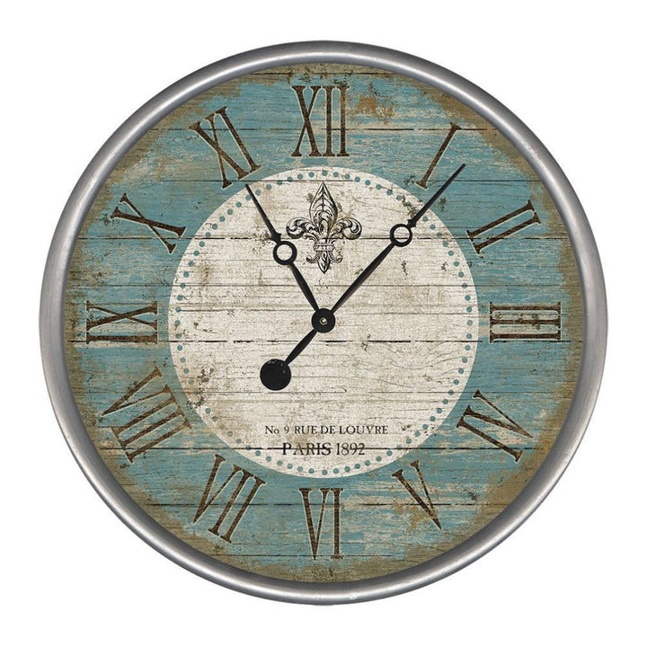 Teal Fleur de Lis Parisian Wall Clock • Coastal Compass Home Decor