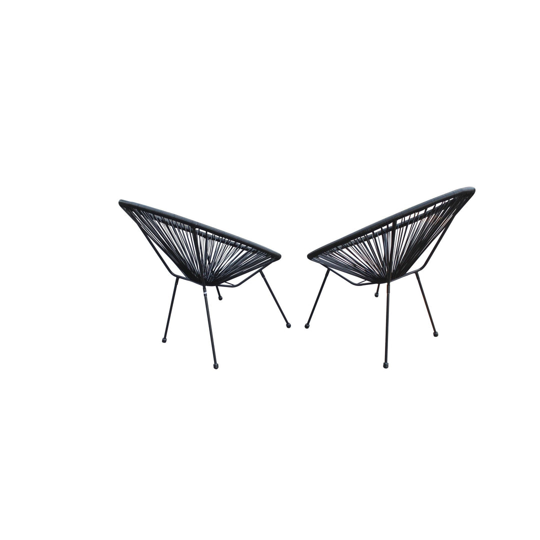Set of Two Black Mod Indoor/Outdoor String Chairs | Coastal Compass Home Decor