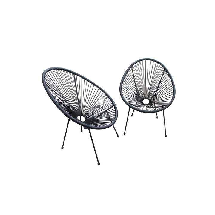 Set of Two Black Mod Indoor/Outdoor String Chairs | Coastal Compass Home Decor
