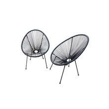  Set of Two Black Mod Indoor/Outdoor String Chairs | Coastal Compass Home Decor