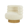 Modern Cream Fabric & Gold Accent Chair | Coastal Compass Home Decor