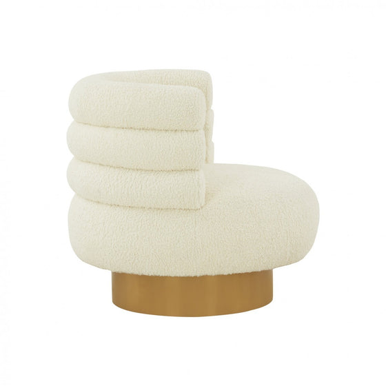 Modern Cream Fabric & Gold Accent Chair | Coastal Compass Home Decor
