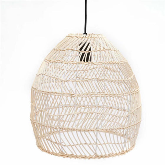 Natural Woven Rattan Hanging Pendant Lamp • Coastal Compass Home Decor