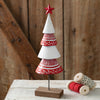 Hand Painted Red/White Tiered Christmas Tree | Coastal Compass Home Decor