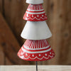 Hand Painted Red/White Tiered Christmas Tree | Coastal Compass Home Decor