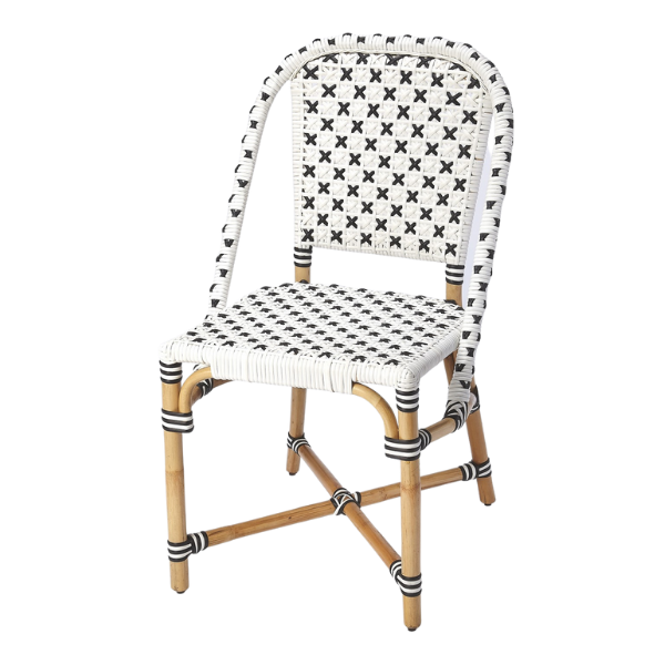 Indoor Outdoor Black & White Rattan Chair