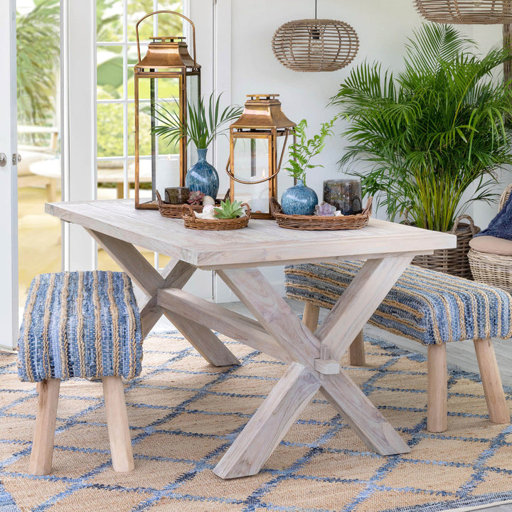 Indoor/Outdoor X Leg Teak Table • Coastal Compass Home Decor