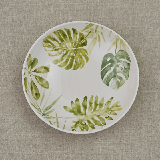 Tropical leaves ceramic serving bowl - The Coastal Compass Home Decor
