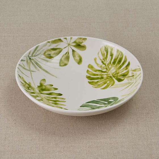 Tropical leaves ceramic serving bowl - The Coastal Compass Home Decor