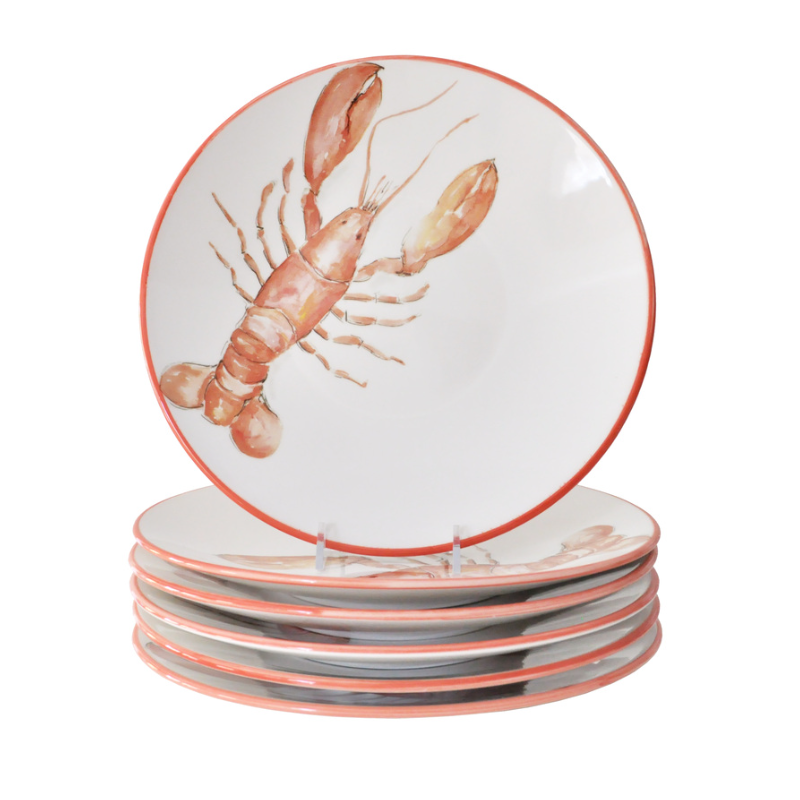 Lobster Dinner Plate - Set/6 | Coastal Compass Home Decor