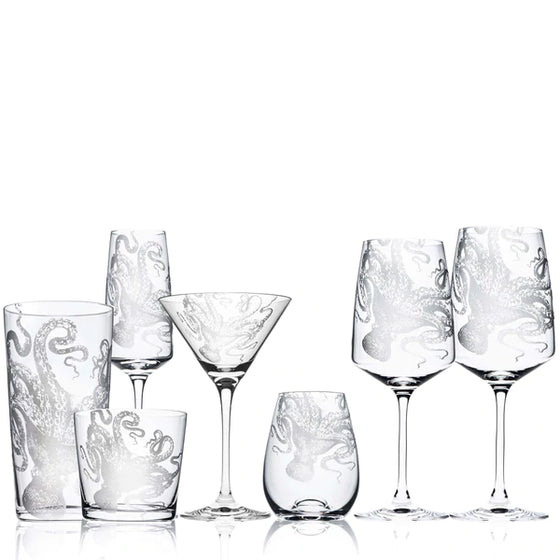 Lucy Octopus Engraved Glasses • Coastal Compass Home Decor