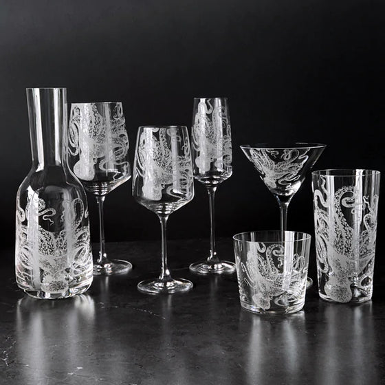  Lucy Octopus Engraved Glasses • Coastal Compass Home Decor