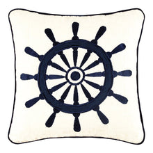  Marina Blue Ship Wheel Throw Pillow | Coastal Compass