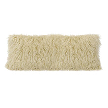  Mongolian Faux Fur Bolster Pillow in Cream • Coastal Compass Home Decor