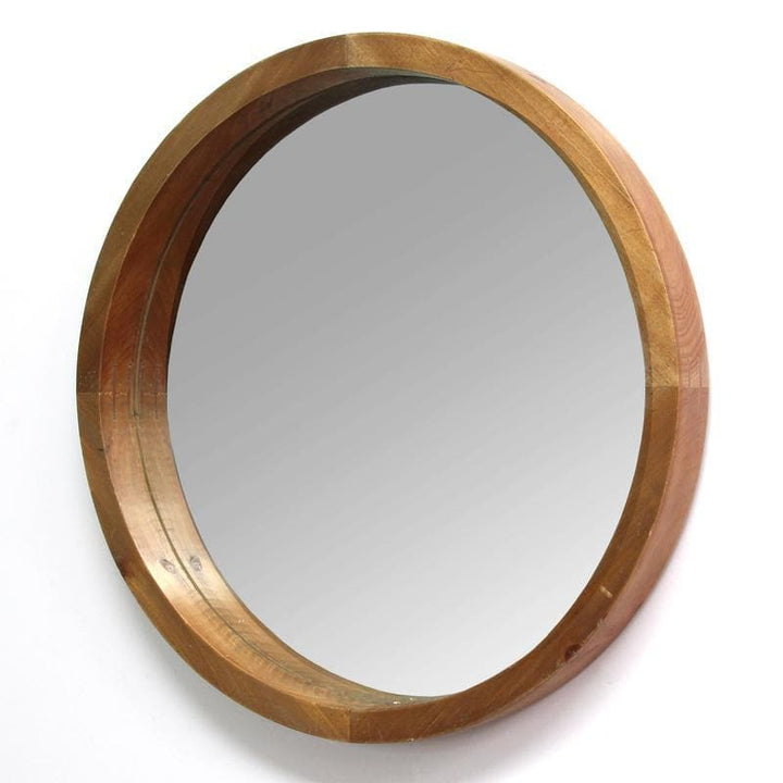 Natural Wood Grain Round Mirror | Coastal Compass