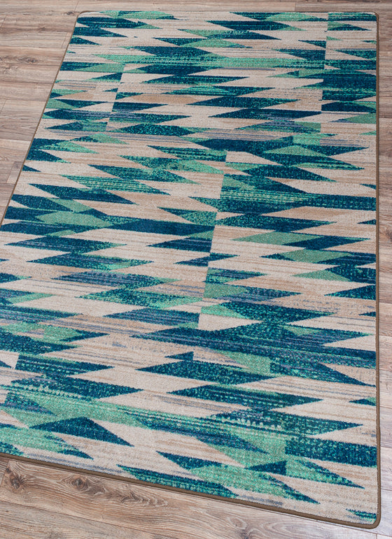 Earth Blue Aztec Rug • Coastal Compass Home Decor