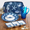 Deep Blue Sea Oceanic Party Servers - Melamine Dishes - Coastal Compass Home Decor