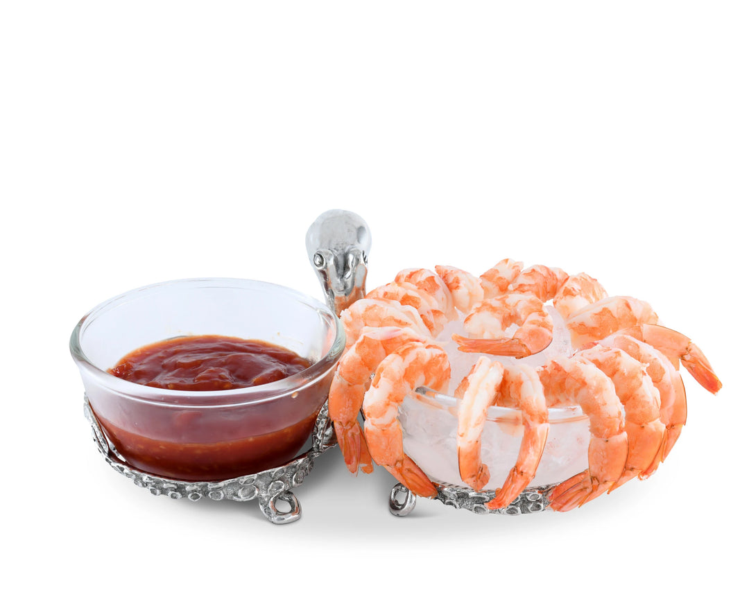Octopus Double Glass Condiment Bowl • Coastal Compass Home Decor