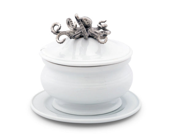 Octopus Lidded Stoneware Bowl • Coastal Compass Home Decor