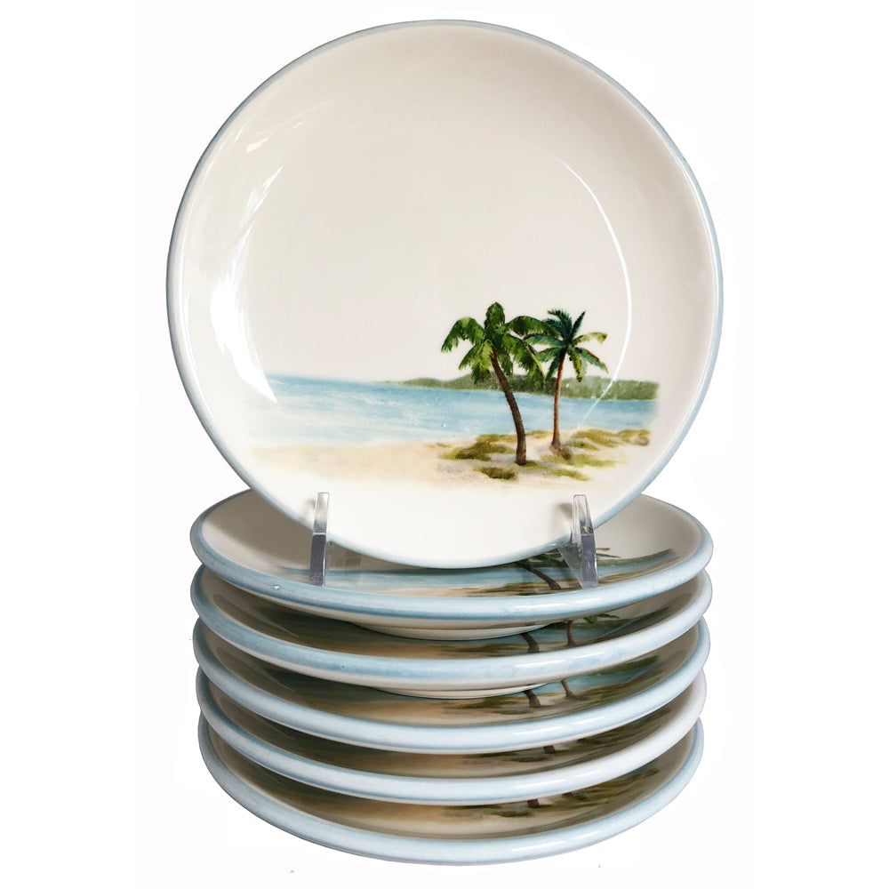 Palm Breeze Bread & Butter Plate - Set/6 | Coastal Compass Home Decor
