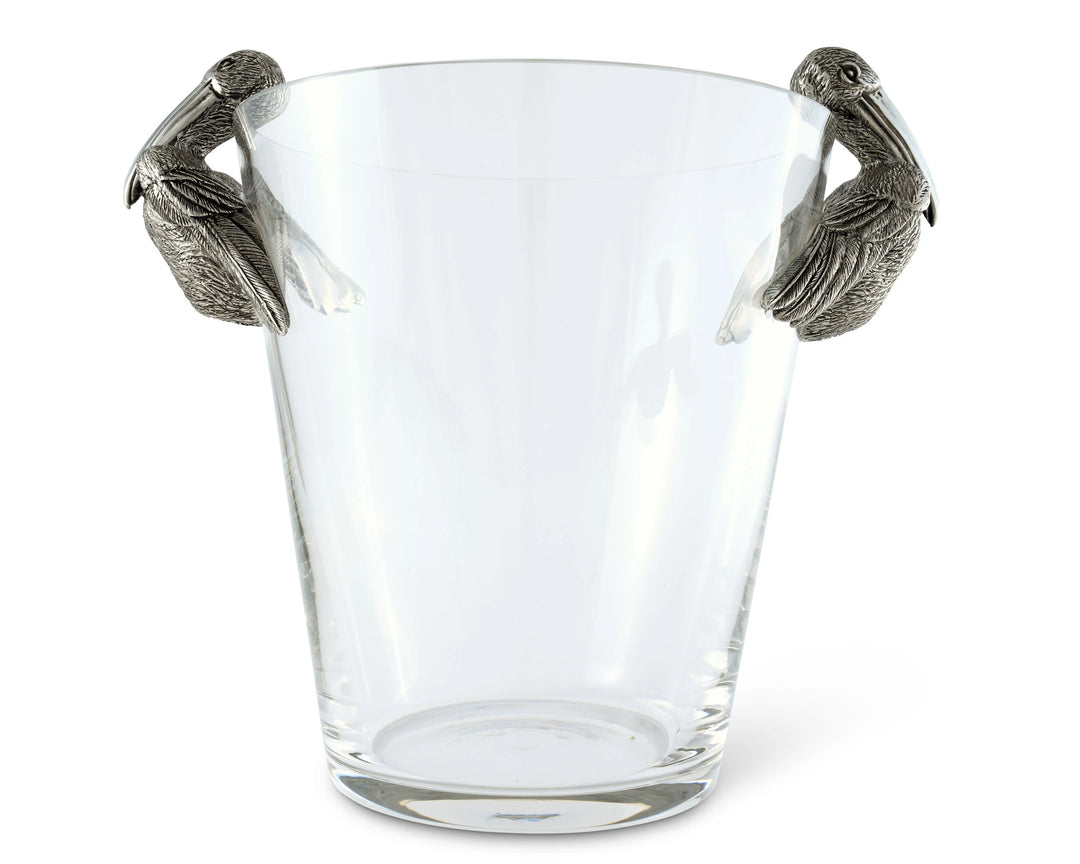 Pelican Handle Glass Ice Bucket • Coastal Compass Home Decor