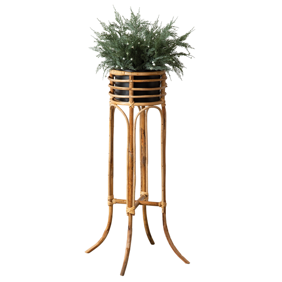 Rattan Plant Stand Coastal Boho Decor Coastal Compass Home Decor The Coastal Compass