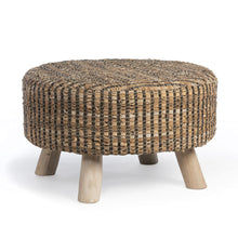  Recycled Leather Woven Stool • Coastal Compass Home Decor