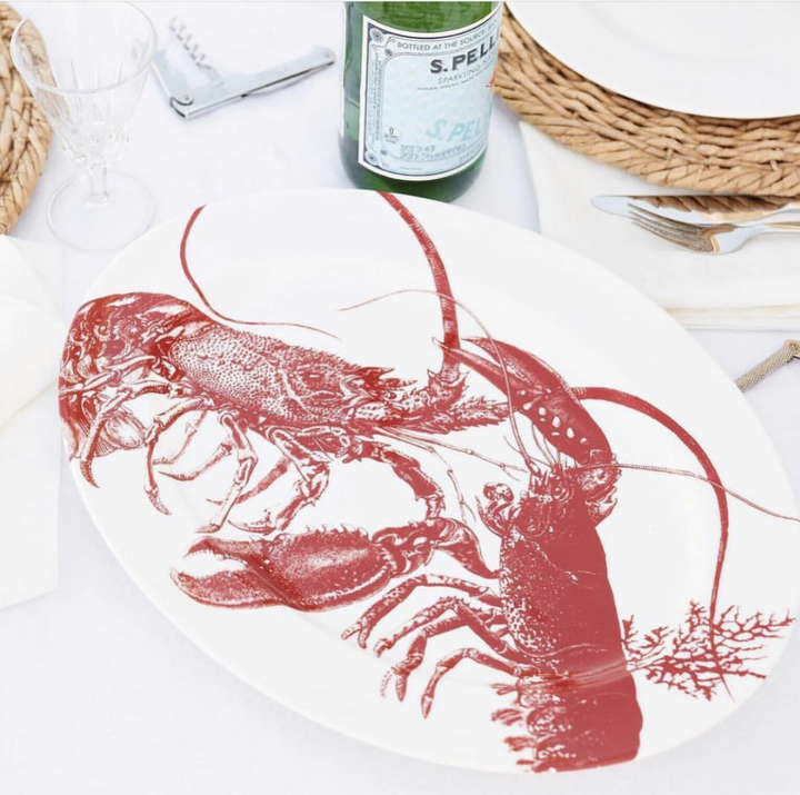 Red Lobster Oval Serving Platter | The Coastal Compass Home Decor