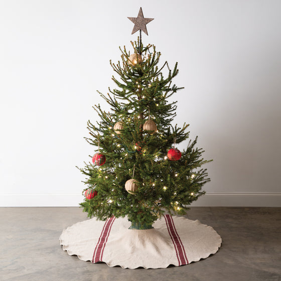 Striped Feedsack Christmas Tree Skirt