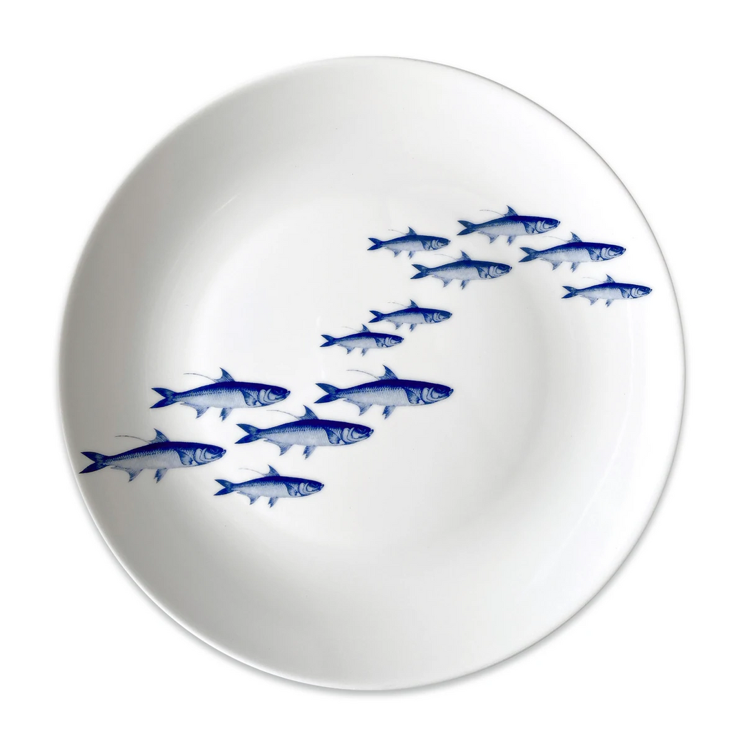 School of Fish Coupe Dinner Plate - Coastal Compass Home Decor