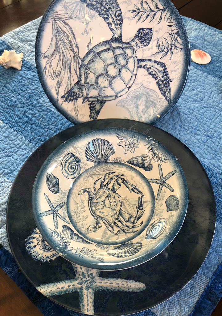 Deep Blue Sea Oceanic Dinner Plate - Set of 4 | Coastal Compass