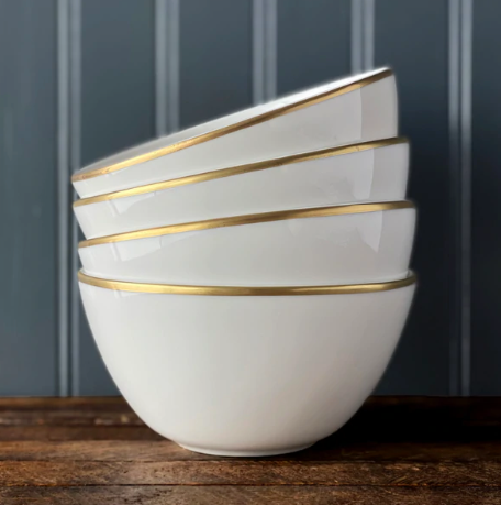 Gold Grace Tall Cereal Bowl • Coastal Compass Home Decor