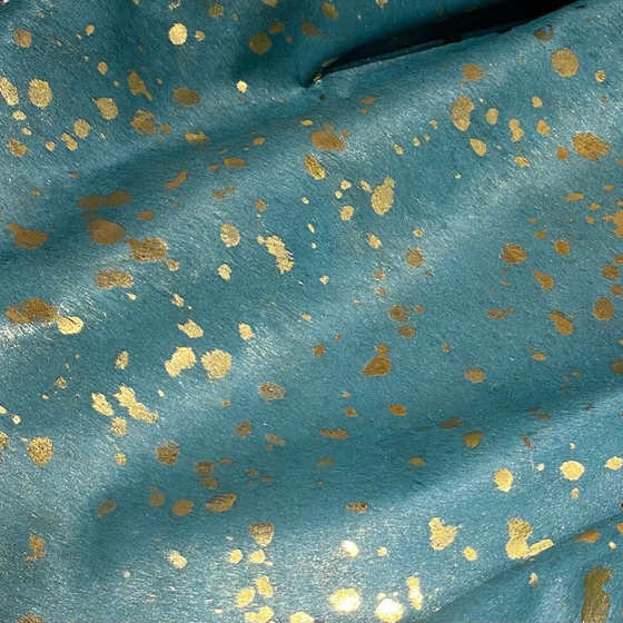 Acid Wash Emerald Gold Cowhide • Coastal Compass Home Decor