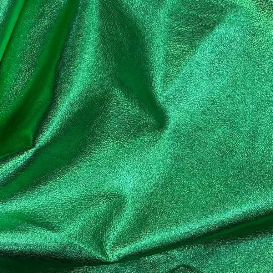 Rio Emerald Green Metallic Leather • Coastal Compass Home Decor
