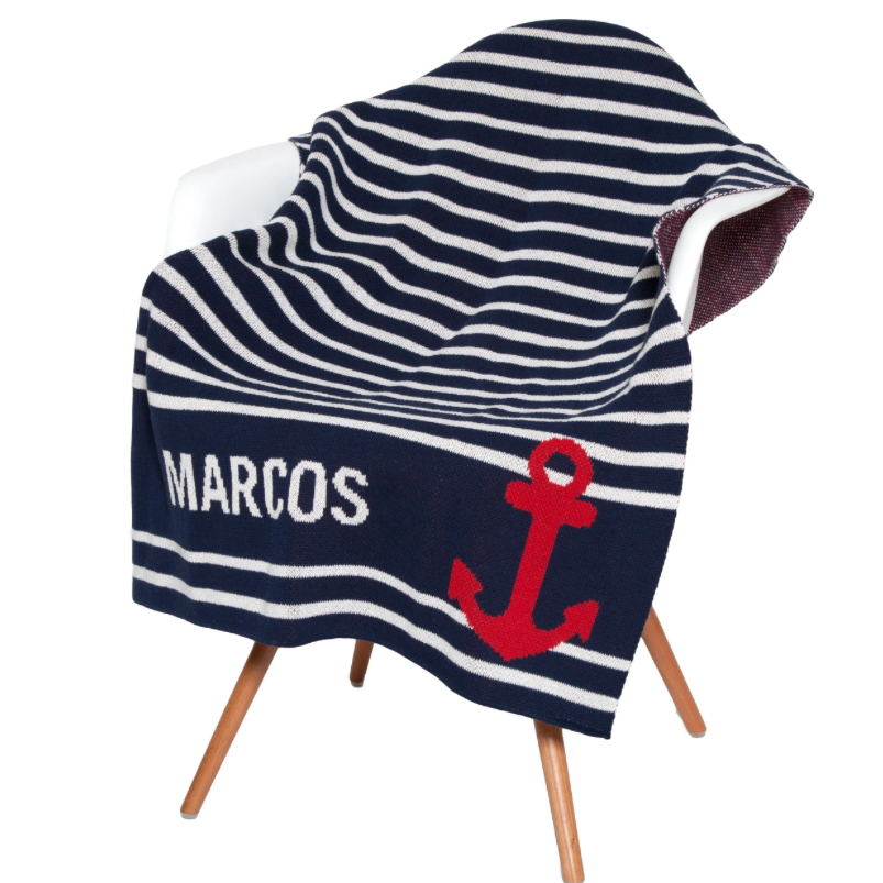 Eco Anchor Personalized Baby Blanket • Coastal Compass Home Decor