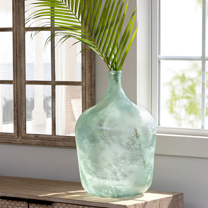 Frosted Seafoam Cellar Bottle - Large | Coastal Compass Home Decor
