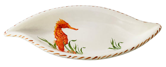 Seahorse Watercolor Leaf Bowl | Coastal Compass Home Decor