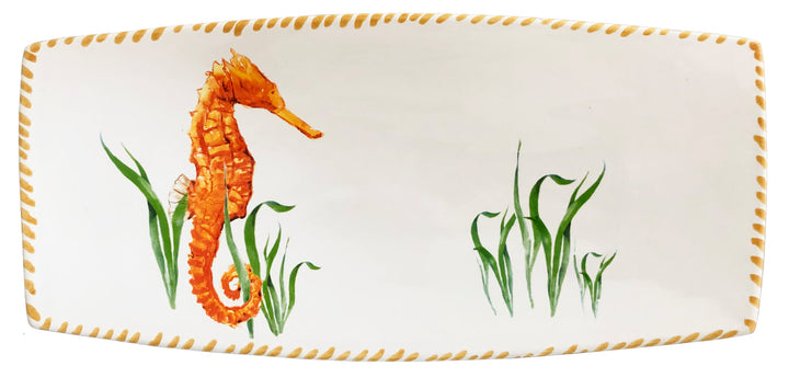 Seahorse Watercolor Rectangular Platter | Coastal Compass Home Decor