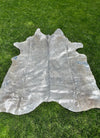 Metallic Silver on Off White Cowhide