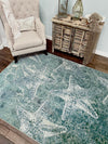 Stargazing Aqua Rug.Coastal Compass Home Decor