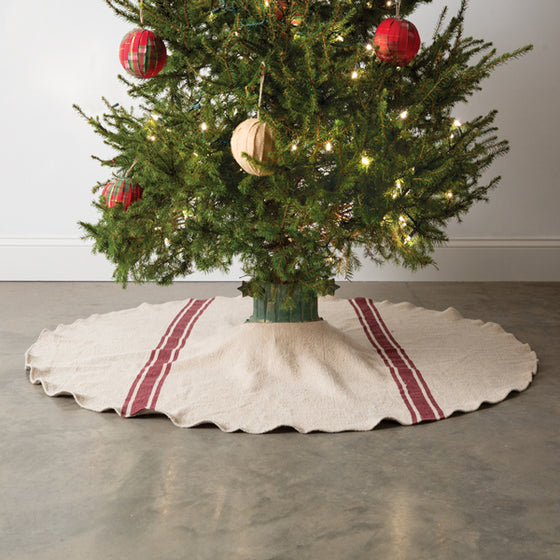 Striped Feedsack Christmas Tree Skirt