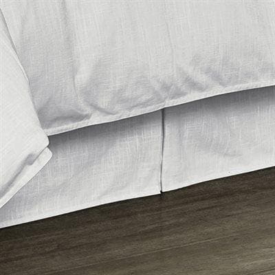 White Linen Tailored Bed Skirt - Coastal Compass Home Decor