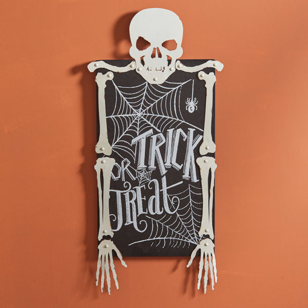 Trick or Treat Skeleton Wall Sign • Coastal Compass Home Decor