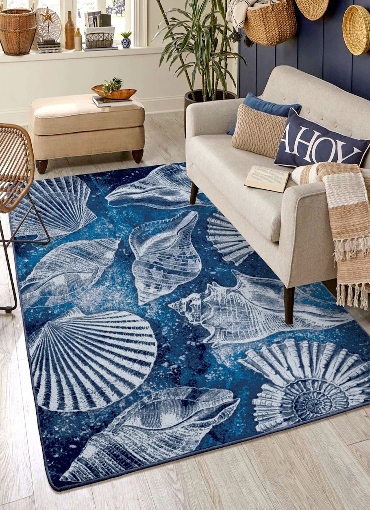 Ultramarine Blue Shells Rug | Coastal & Beach Rugs | Coastal Compass ...