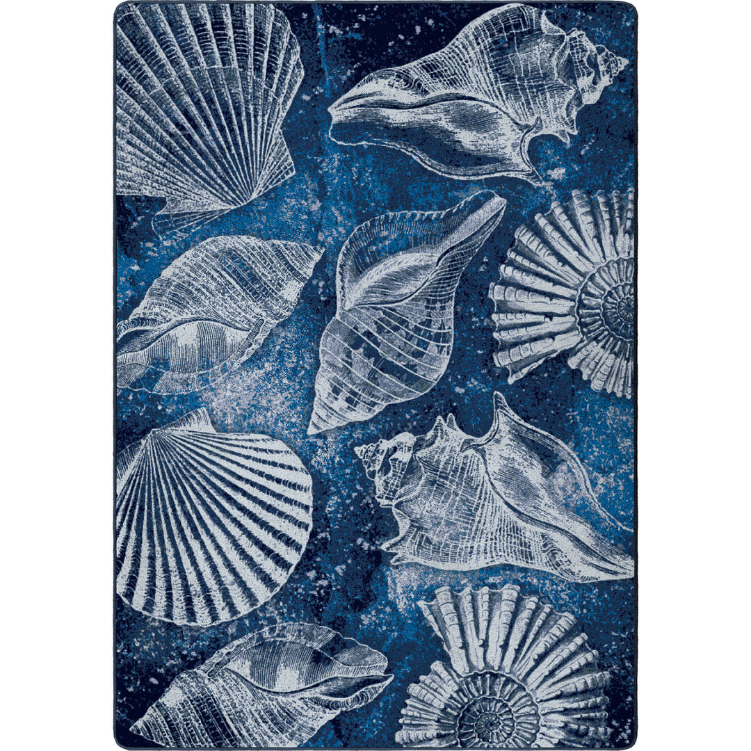 Blue White Shell Rug Ultramarine Blue Shells Rug | Coastal & Beach Rugs | Coastal Compass ...