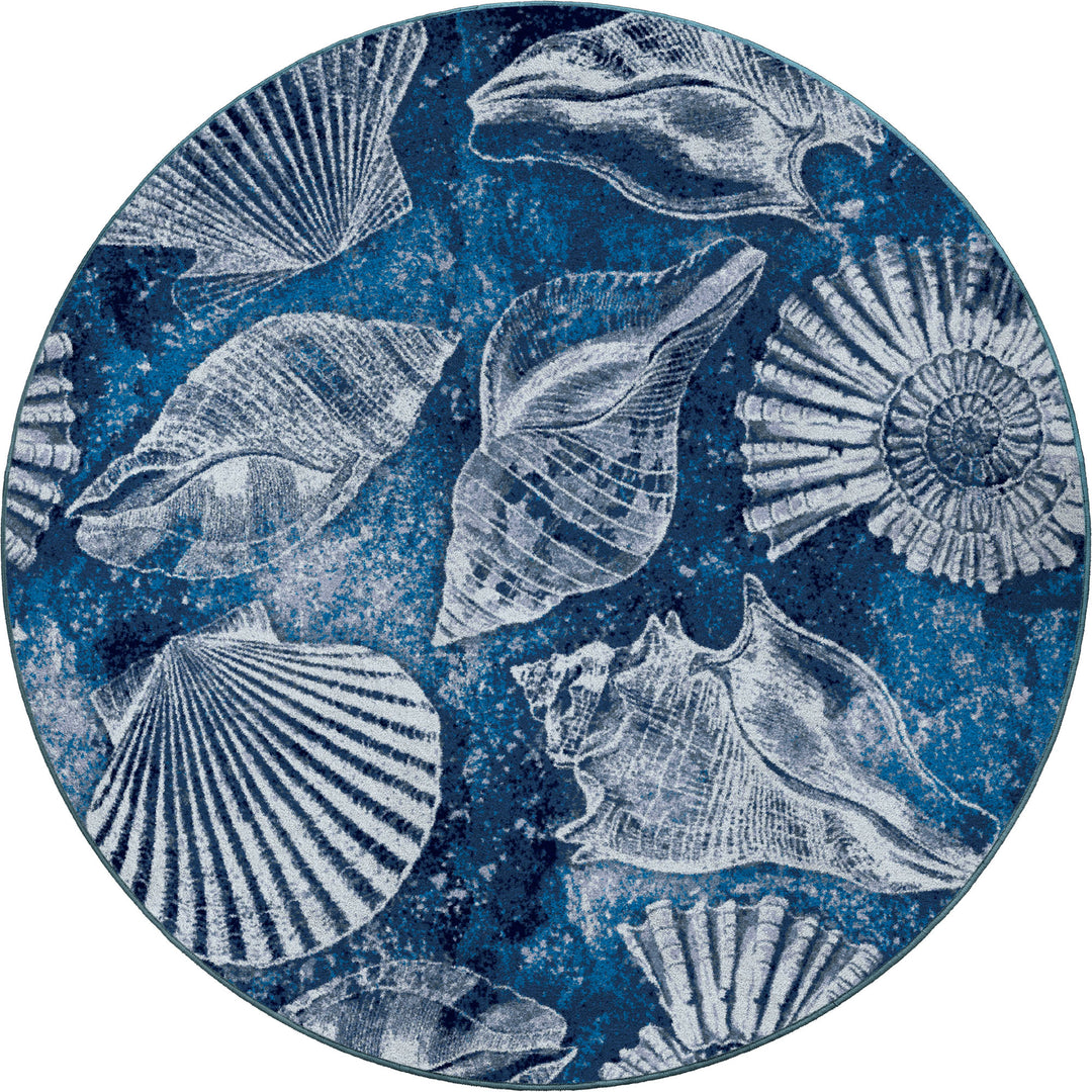 Ultramarine Blue Shells Rug • Coastal Compass Home Decor