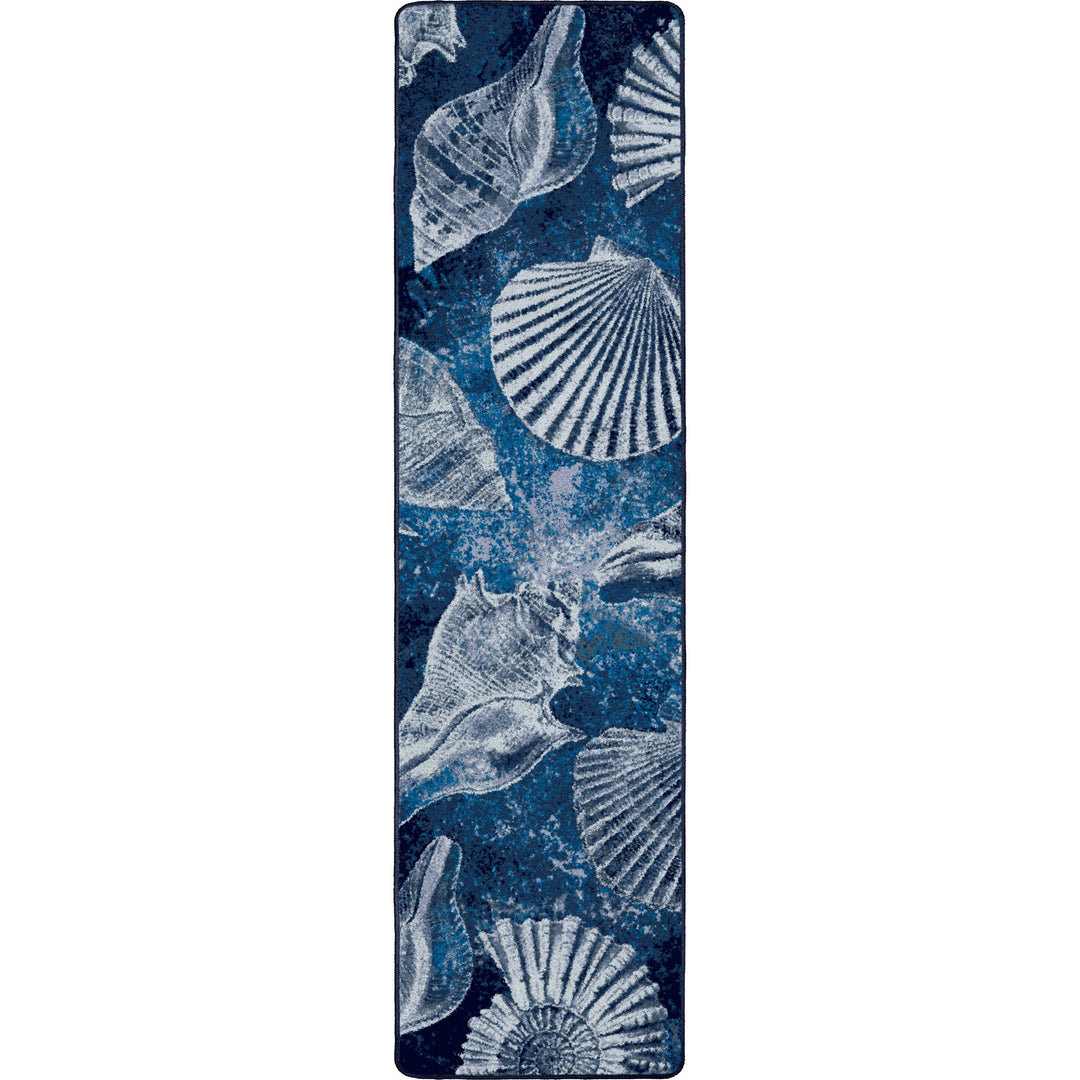 Blue White Shell Rug Ultramarine Blue Shells Rug | Coastal & Beach Rugs | Coastal Compass ...